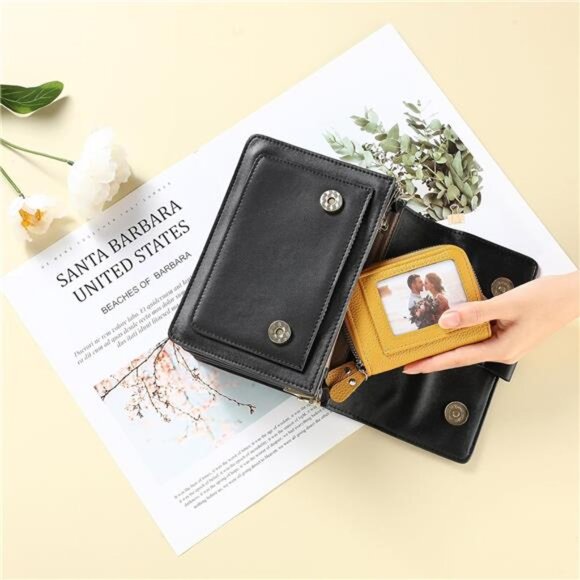 RFID Leather Card Holder Small Wallet for Women Double Zipper ID Coin Purse - Picture 6 of 8